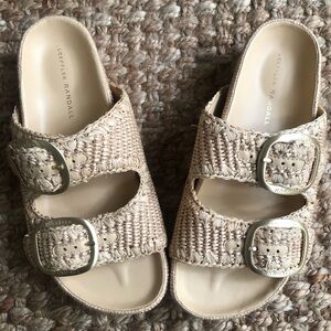 New: Loeffler Randall Theo Natural Two−Band Sandal. Size 9